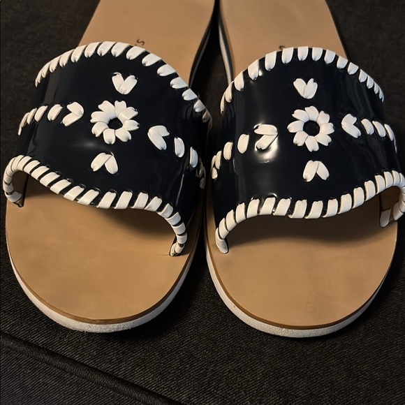 Jack Rogers Blue and White Sandals Elegant Slide Design - Picture 5 of 7